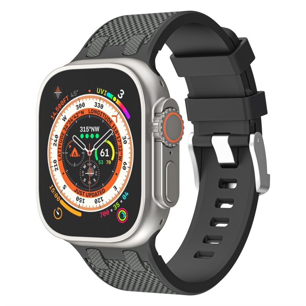 Sport szilikon szíj az Apple Watch Ultra/Ultra 2 49mm/SE/SE 2022/2023 44mm/9/8/7 45mm/6/5/4 44mm/3/2/1 42 mm-es órához - fekete/szürke