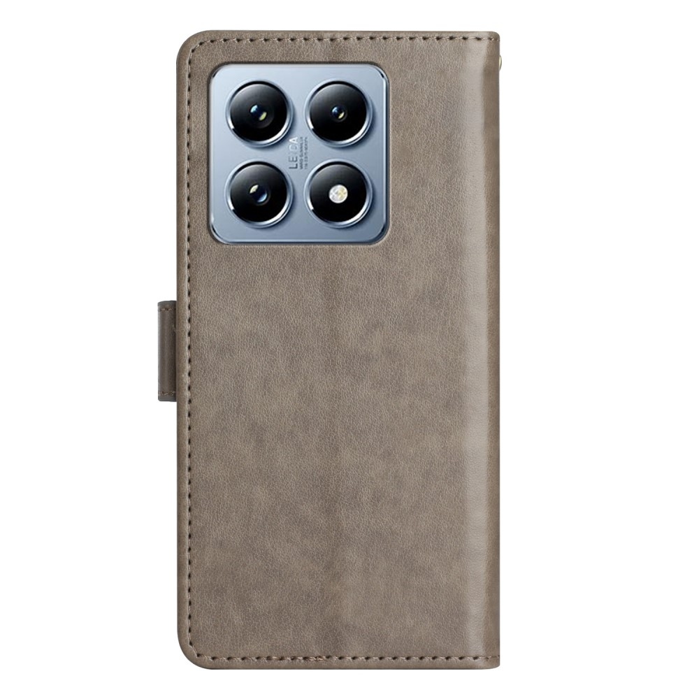 Virágok könyv tok Xiaomi 14T-hez - szürke