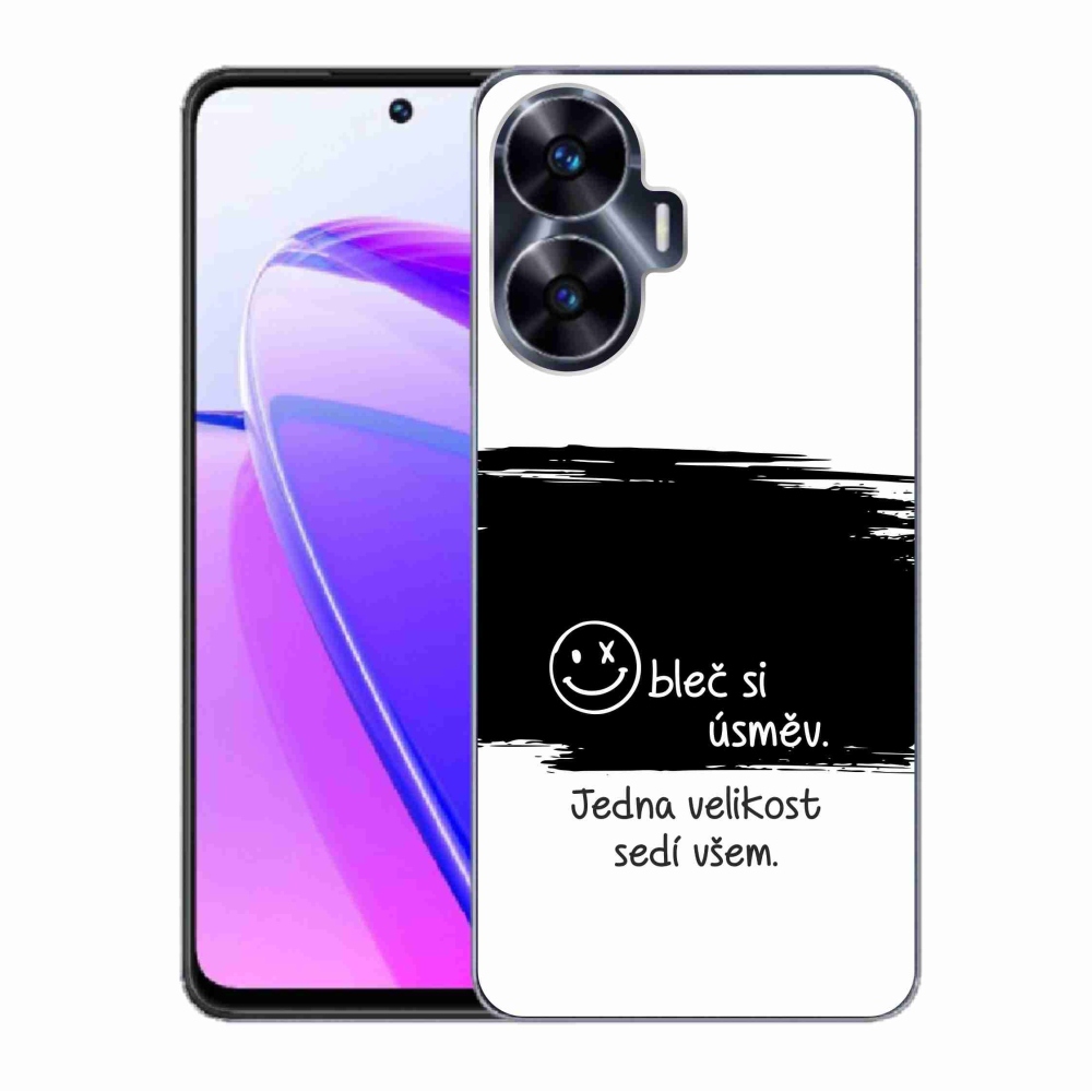 Gél borító mmCase a Realme C55 készülékhez - vicces szöveg 8 fekete és fehér háttérrel