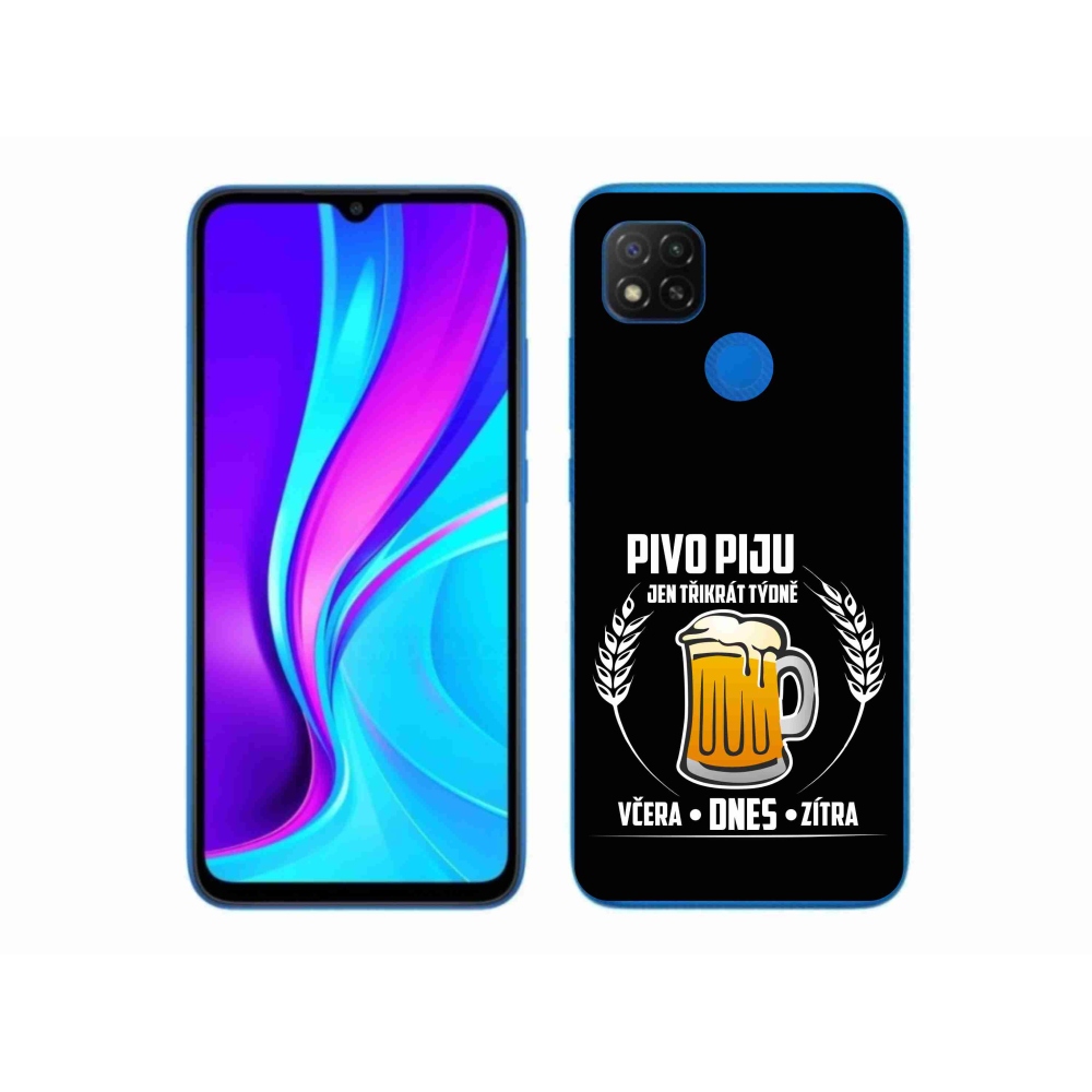Gél borítás mmCase a Xiaomi Redmi 9C-hez - sör motívum fekete háttérrel
