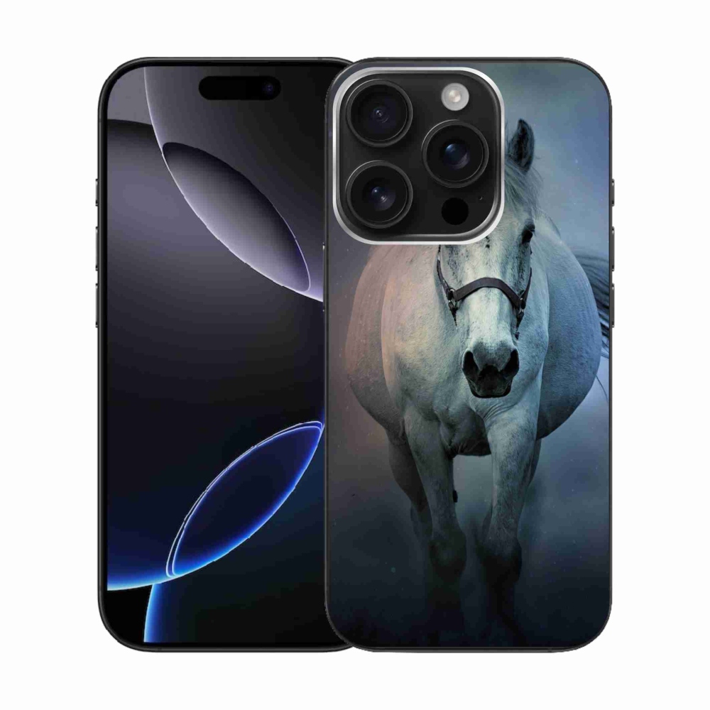 Gél tok mmCase iPhone 16 Pro készülékhez - futó fehér ló