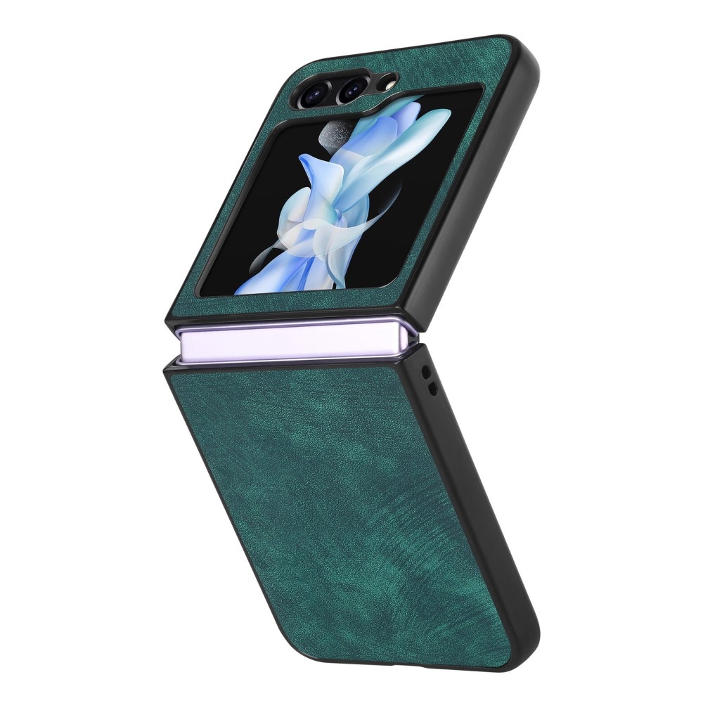 Vintage műanyag borító műbőrrel Samsung Galaxy Z Flip6 5G - zöld