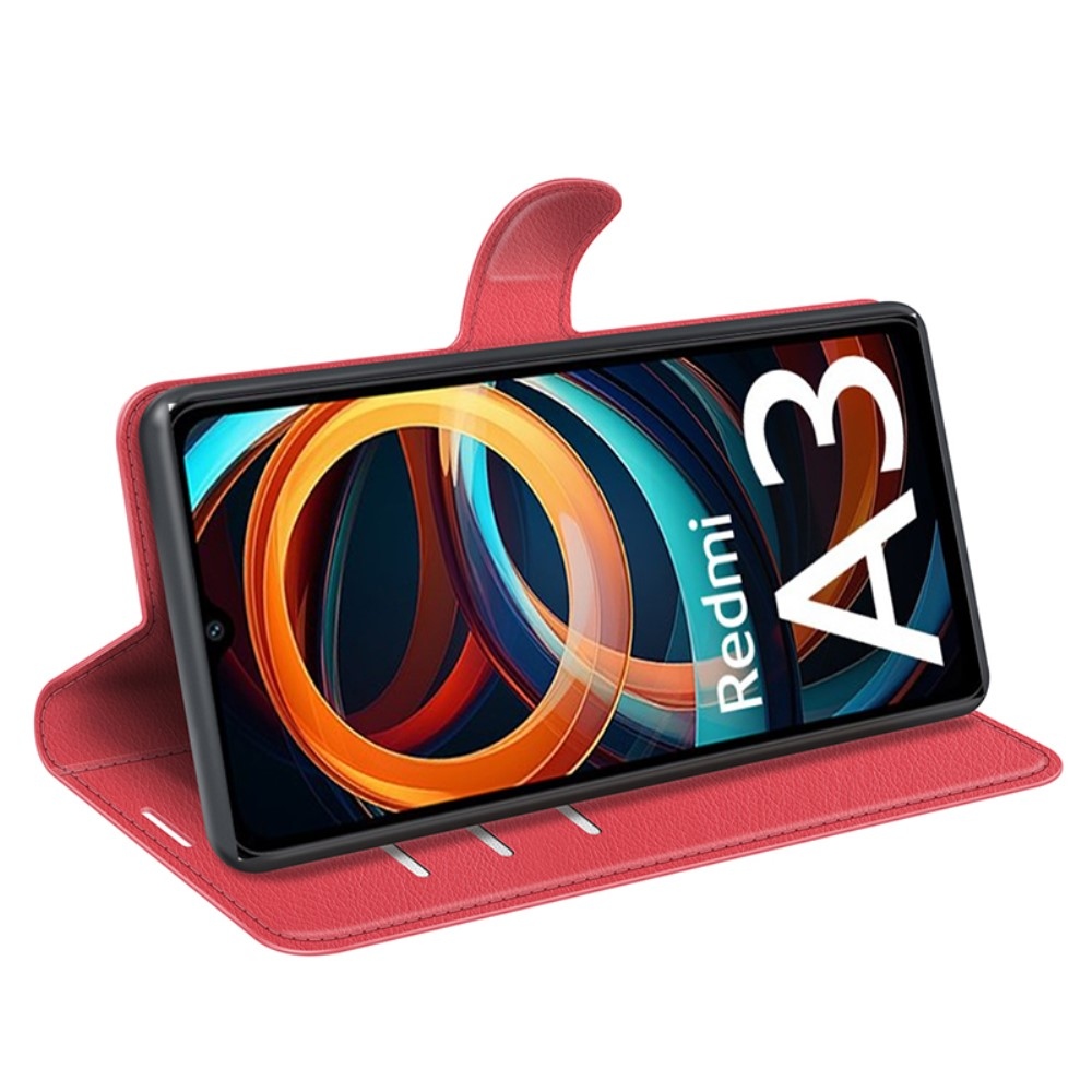 Litchi könyv tok Xiaomi Redmi A3-hoz - piros