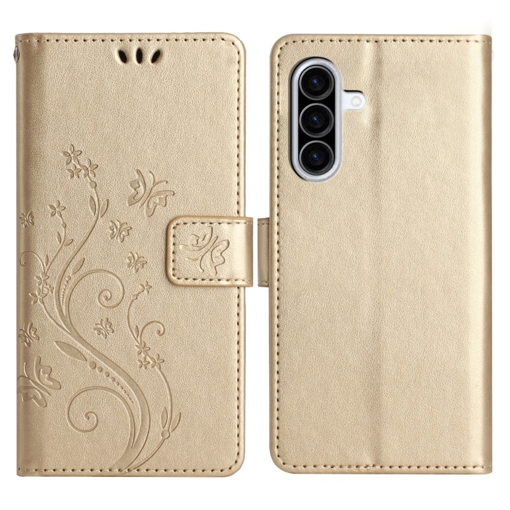 Virágok könyv tok Samsung Galaxy A36 5G - arany színben