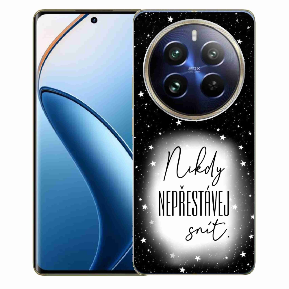 Gél borítás mmCase a Realme 12 Pro 5G/12 Pro+ 5G - idézet 1 fehér és fekete háttérrel