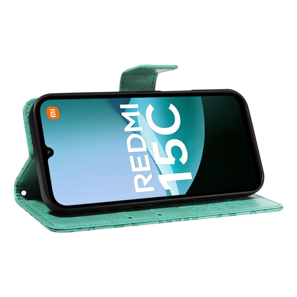 Napraforgó könyv tok Xiaomi Redmi 15C 4G/5G (173mm) - teáskék színben