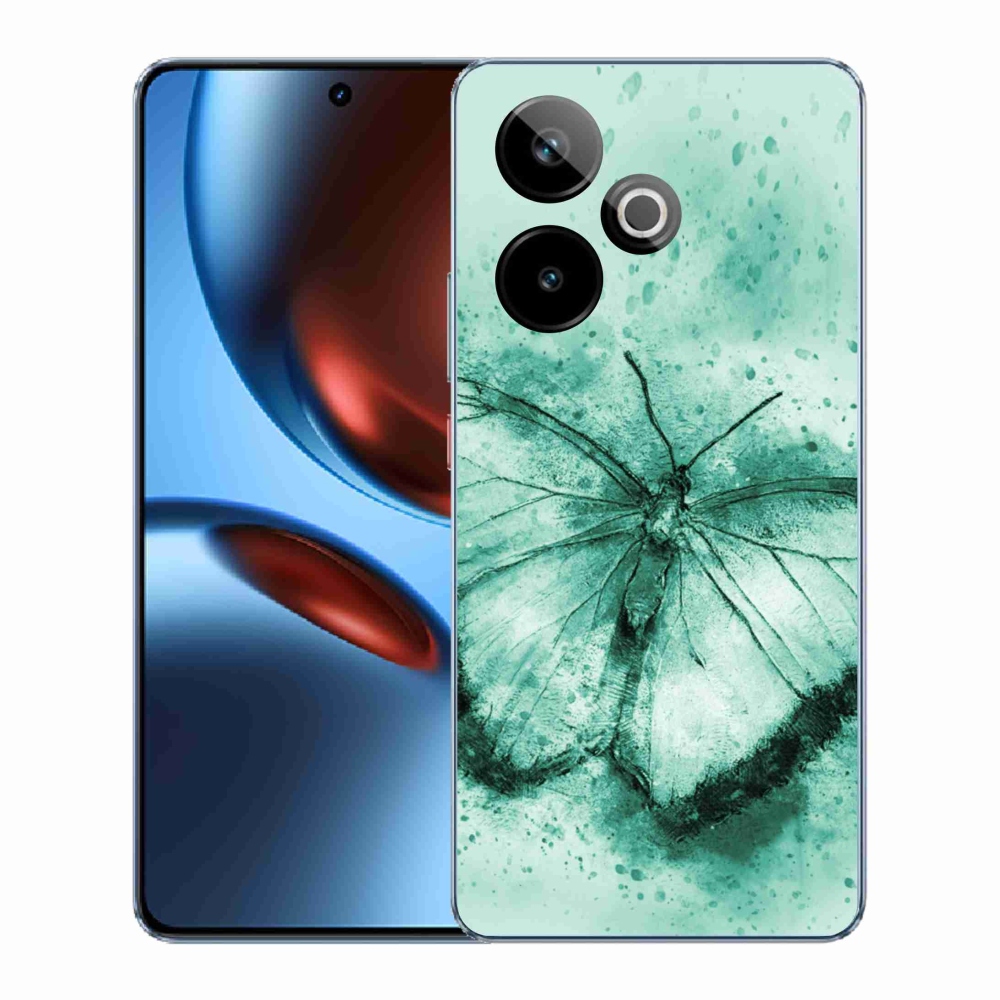 Zselés borítás mmCase a Realme GT 7 5G/GT 7T 5G számára - zöld pillangó