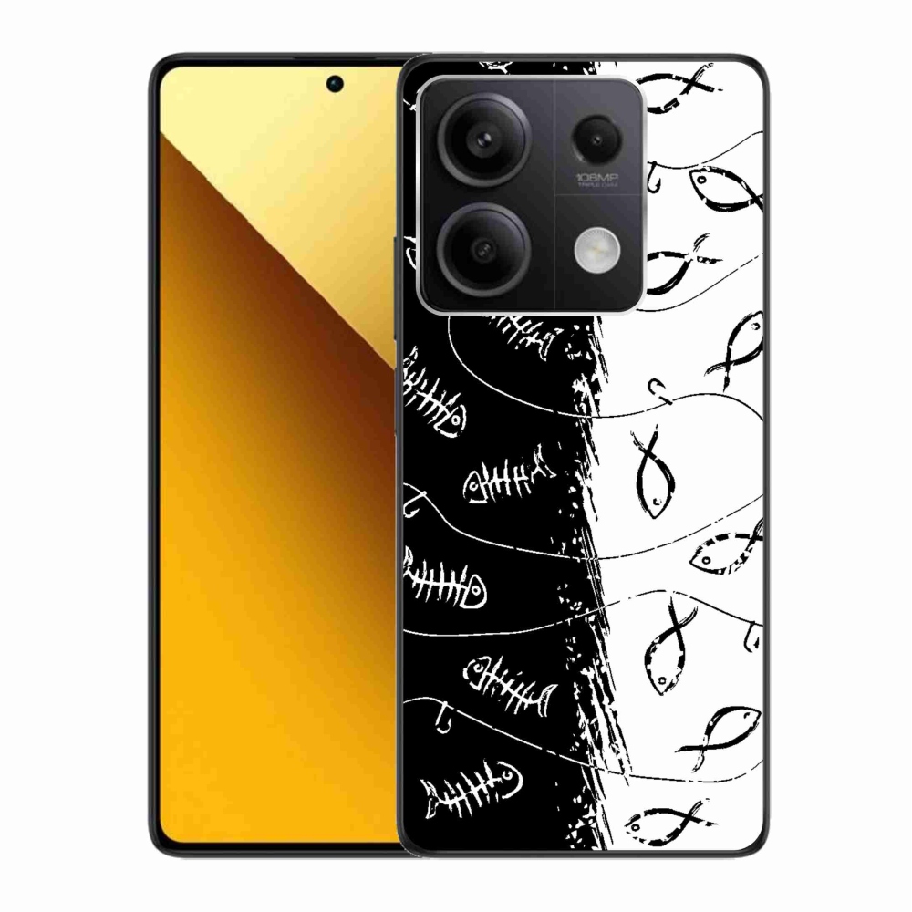 Gél borító mmCase a Xiaomi Redmi Note 13 5G számára - csontvázak és halak