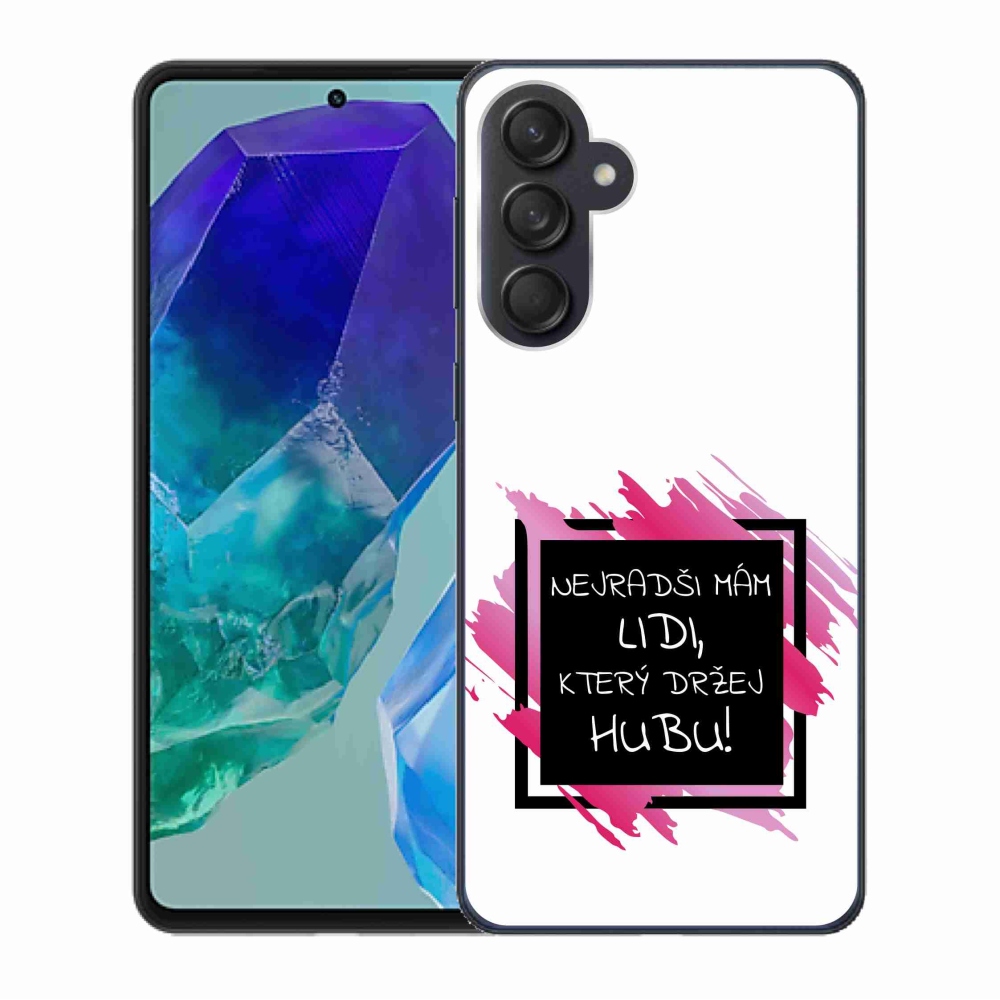 Gél borító mmCase Samsung Galaxy M55 5G - vicces szöveg 7 fekete és fehér háttérrel