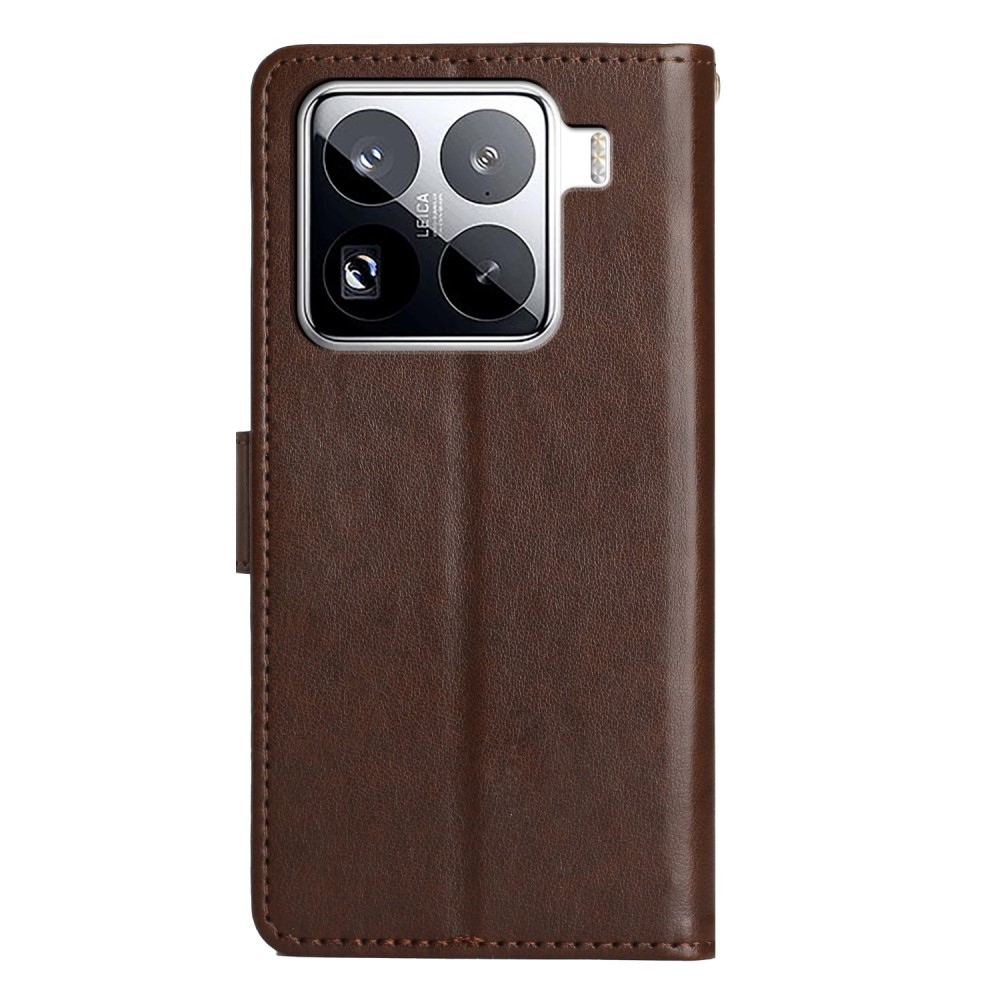 Virágok könyv tok Xiaomi 15 Pro-hoz - barna