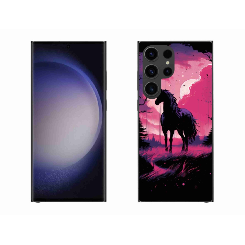 Zselés borítás mmCase Samsung Galaxy S23 Ultra 5G - fekete rajzfilm ló 1