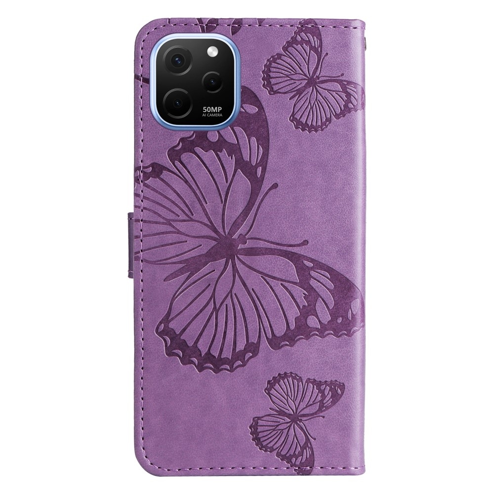 Nagy pillangó könyv tok Huawei Nova Y61-hez - lila