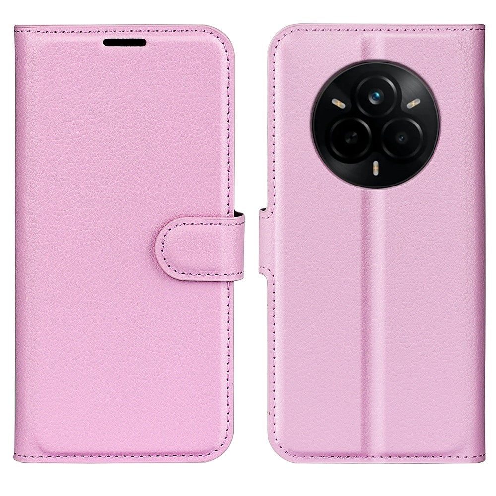 Litchi könyvtáska a Realme 14 Pro 5G készülékhez - rózsaszín