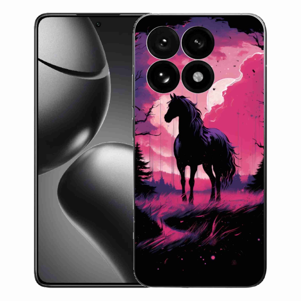 Gél borítás mmCase a Xiaomi 15T-hez - fekete rajzfilm ló 1