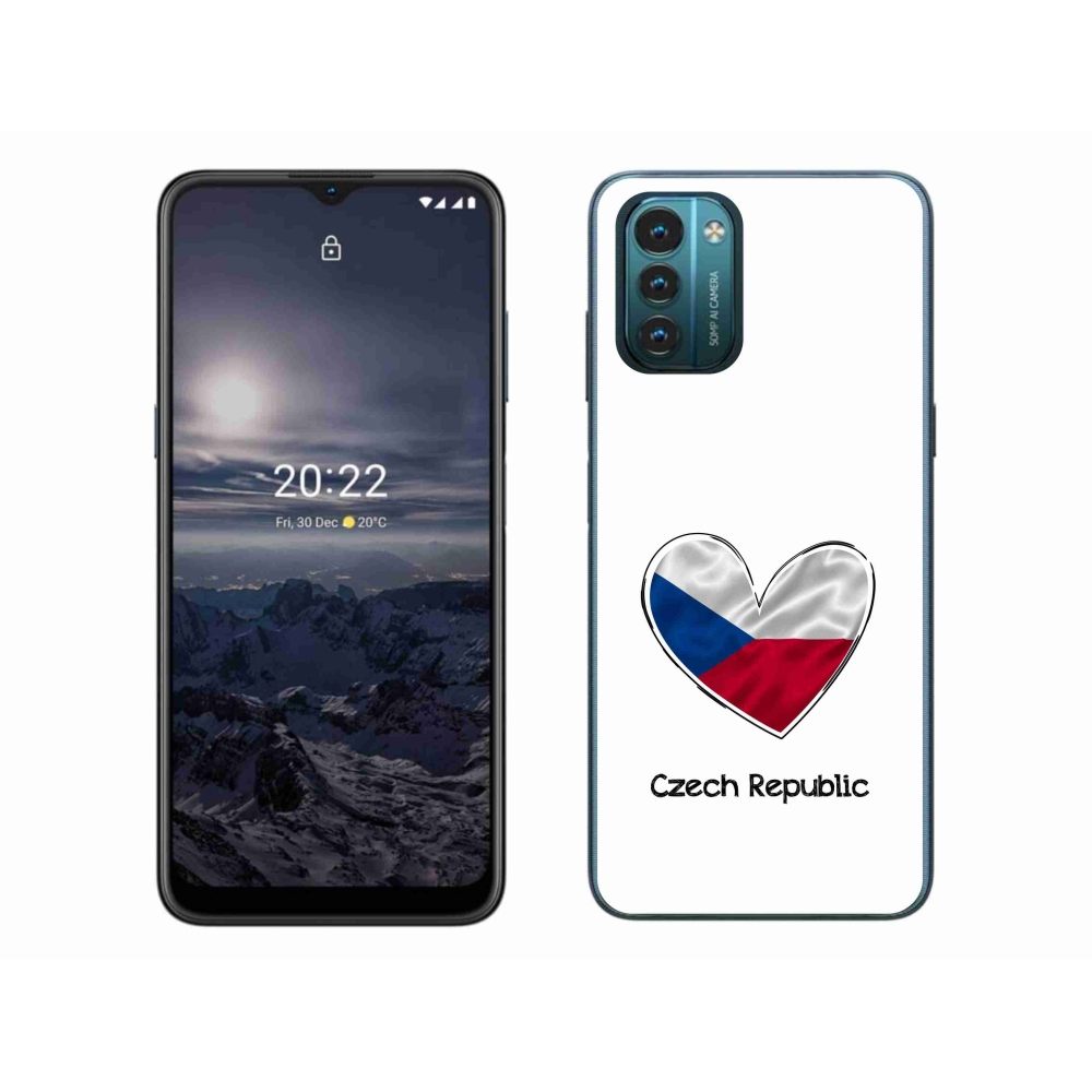 Zselés borítás mmCase a Nokia G11/G21 készülékhez - zászlós szív fehér háttérrel