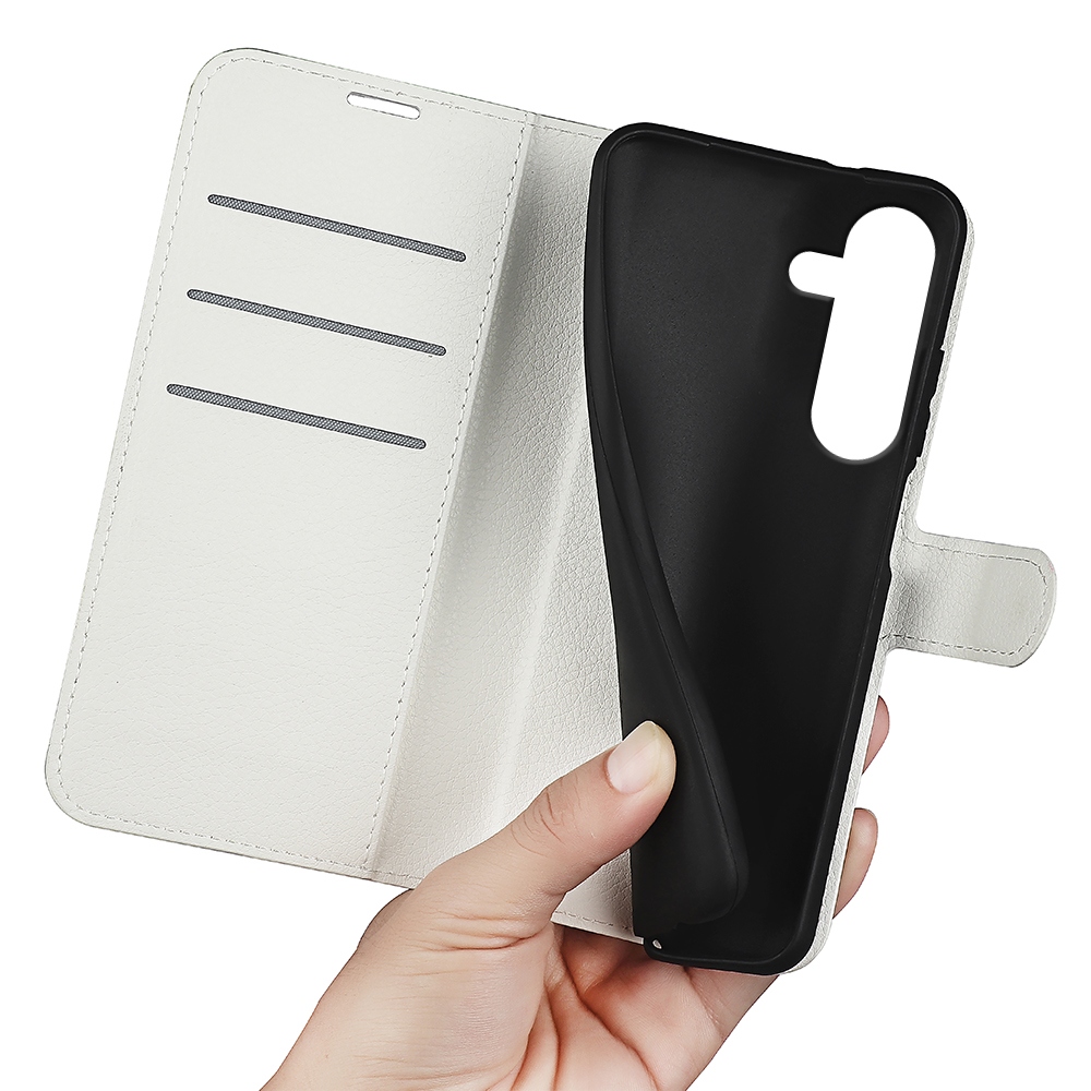 Litchi könyv tok Samsung Galaxy S25 FE készülékhez - fehér