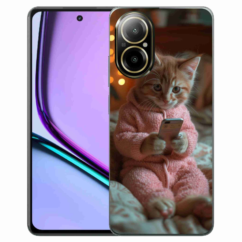 Gél borító mmCase a Realme C67-hez - cica mobiltelefonnal