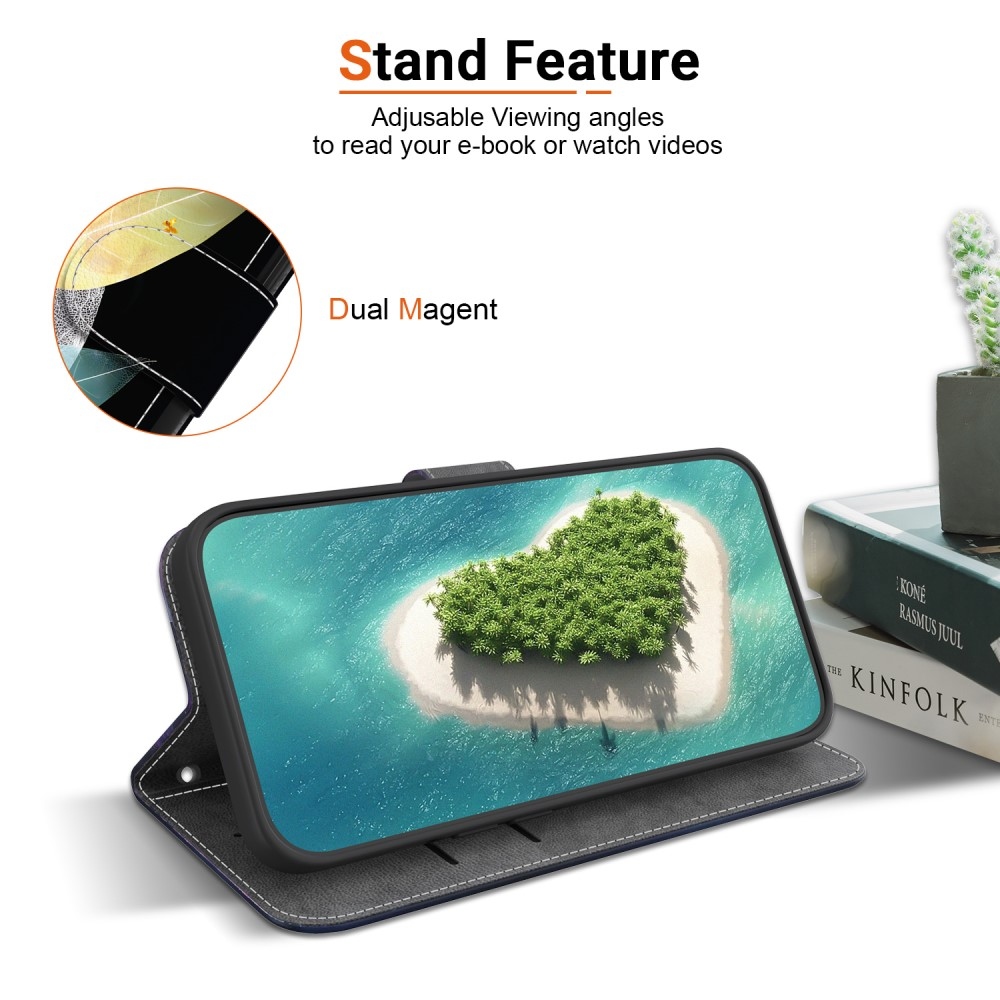 Sokoldalú könyvtáska Samsung Galaxy A36 5G/A56 5G - színes levelek