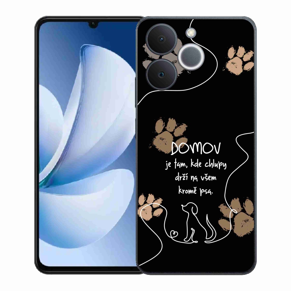 Gél borító mmCase a Realme Note 70T készülékhez - kutya motívum fekete háttérrel