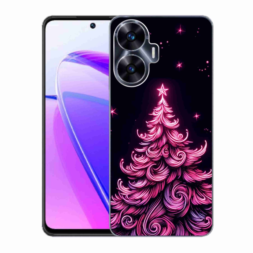 Gél borítás mmCase a Realme C55 készülékhez - neon karácsonyfa 2