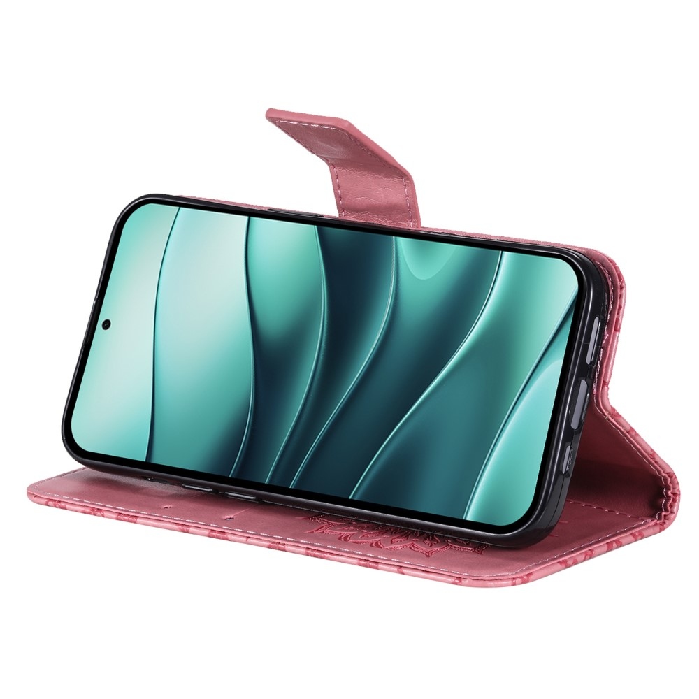 Napraforgó könyv tok a Xiaomi Redmi Note 14 5G-hez - rózsaszínű