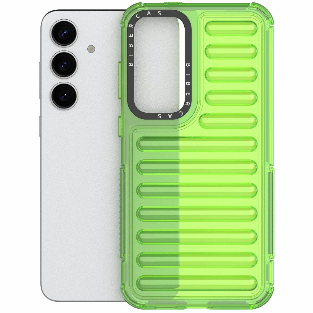 Csíkos tartós borító Samsung Galaxy S25+ készülékhez - zöld