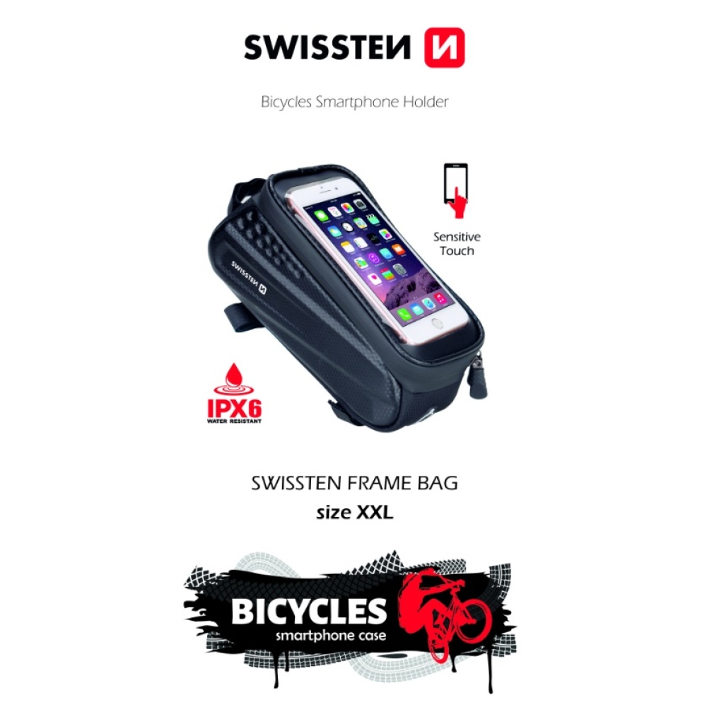 Swissten XXL vízálló kerékpártáska - fekete