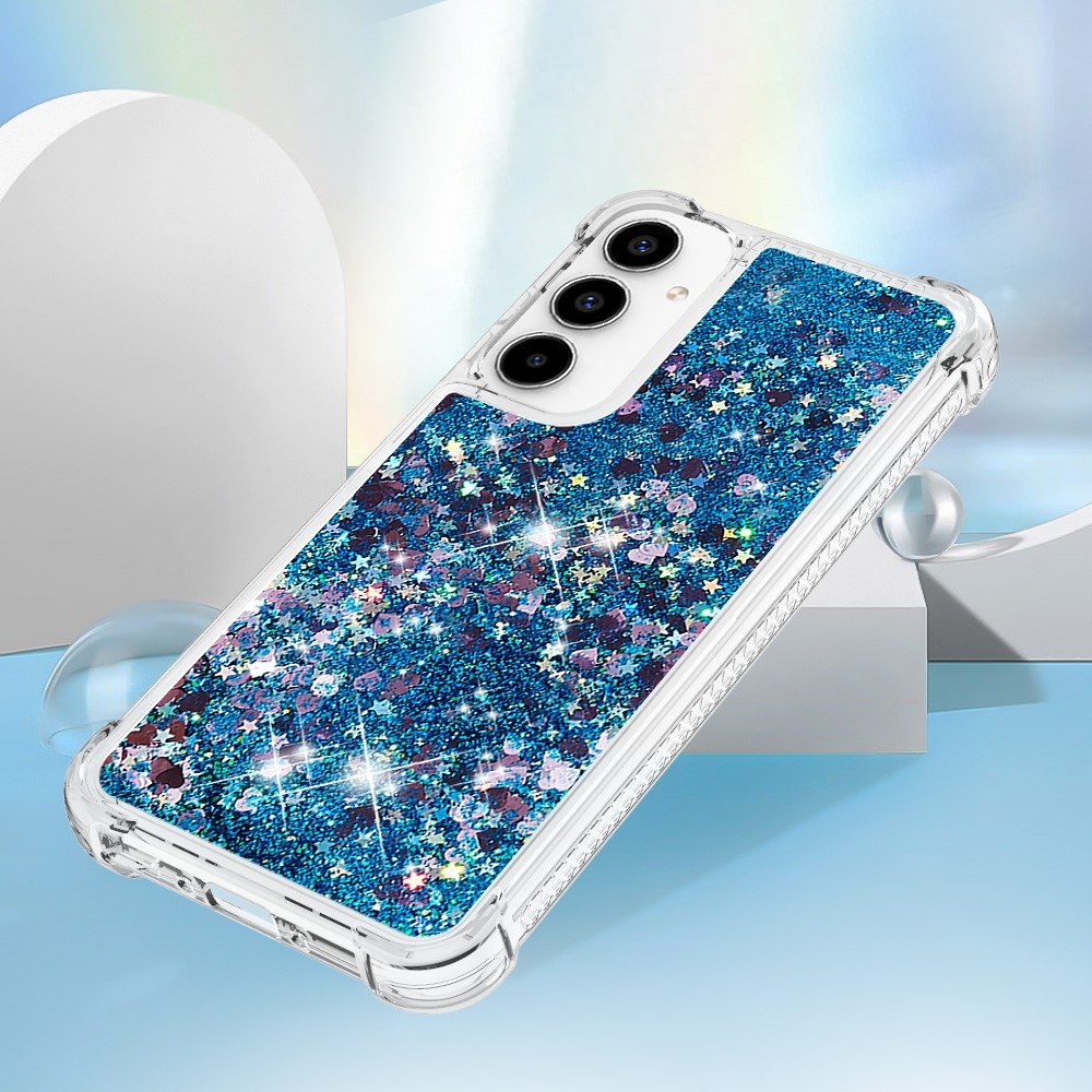 Glitter homokóra zselés tok Samsung Galaxy A56 5G - kék/szívek