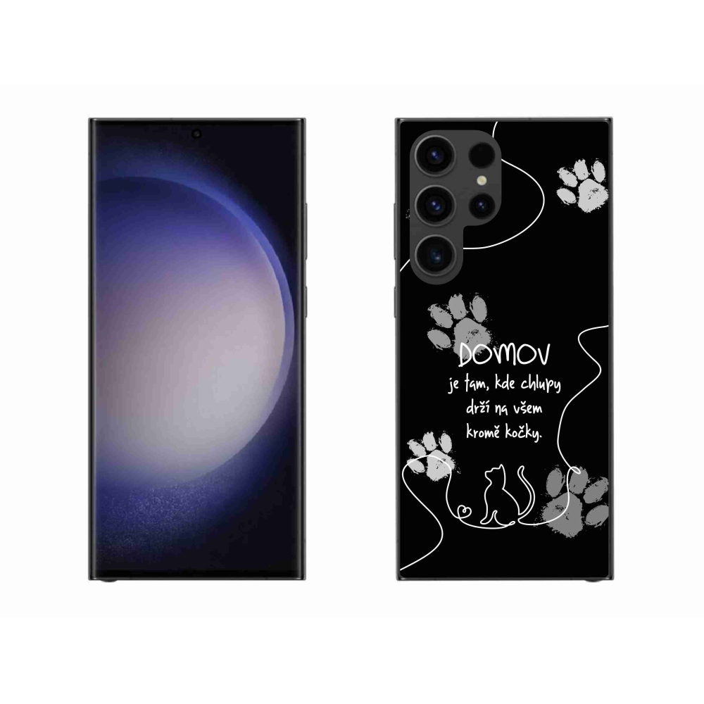 Gél borítás mmCase Samsung Galaxy S23 Ultra 5G - macska motívum fekete háttérrel