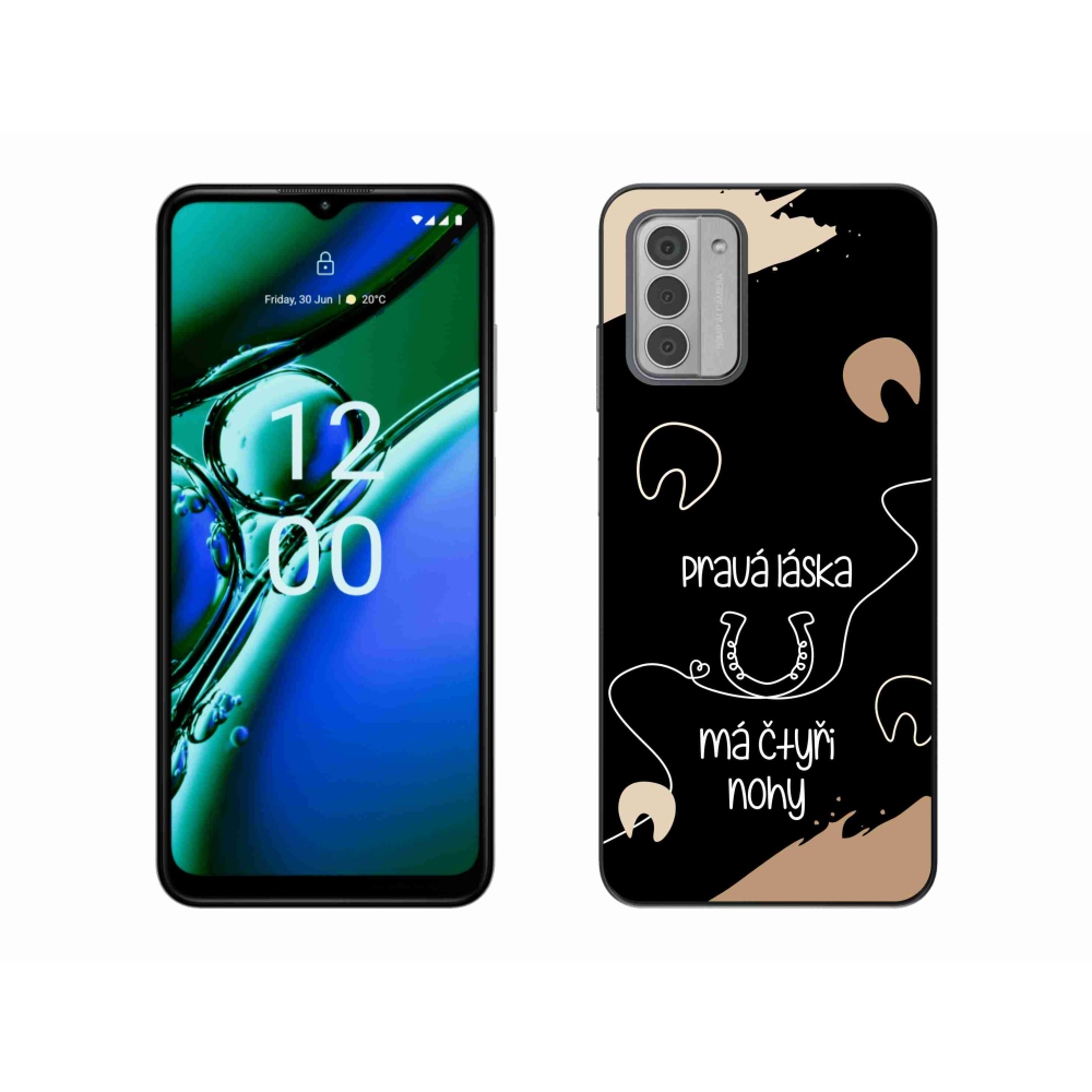 Zselés borító mmCase a Nokia G42 készülékhez - ló motívum fekete háttérrel