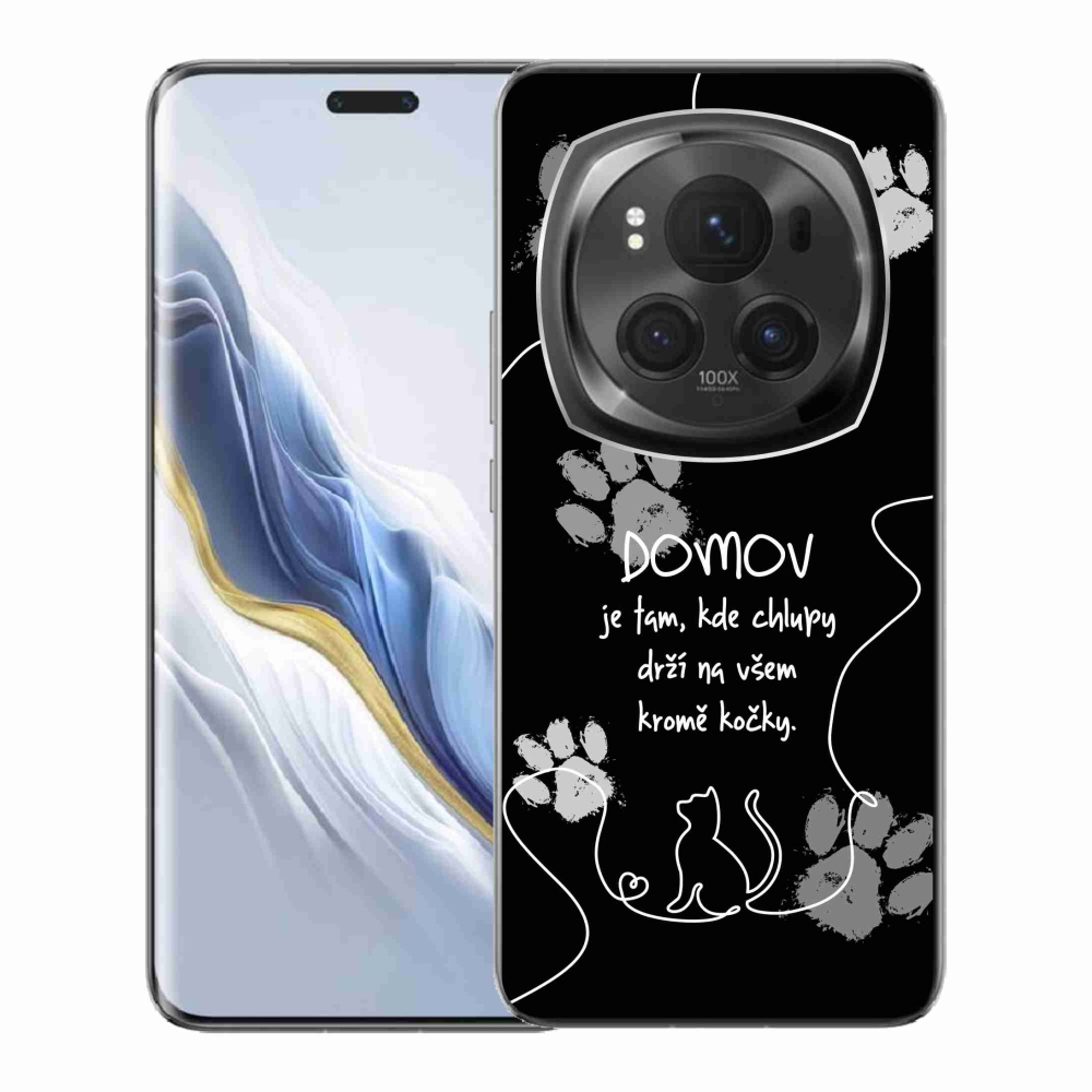 Gél borítás mmCase a Honor Magic 6 Pro 5G készülékhez - macska motívum fekete háttérrel
