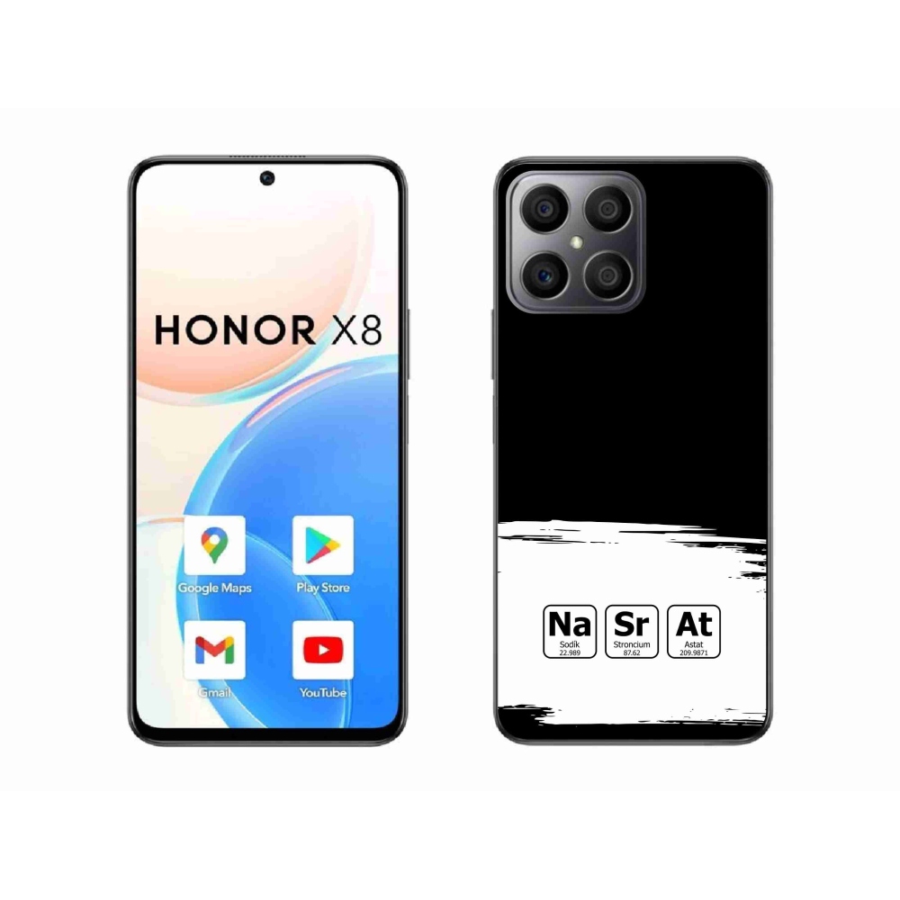 Gél borítás mmCase a Honor X8 4G-n - kémiai elemek fehér és fekete háttérrel