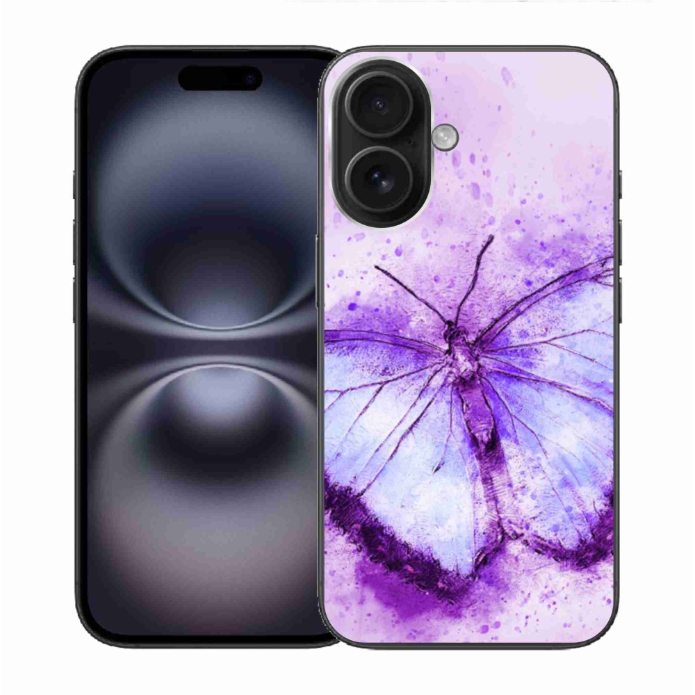 Gél borítás mmCase iPhone 16 készülékhez - lila pillangó