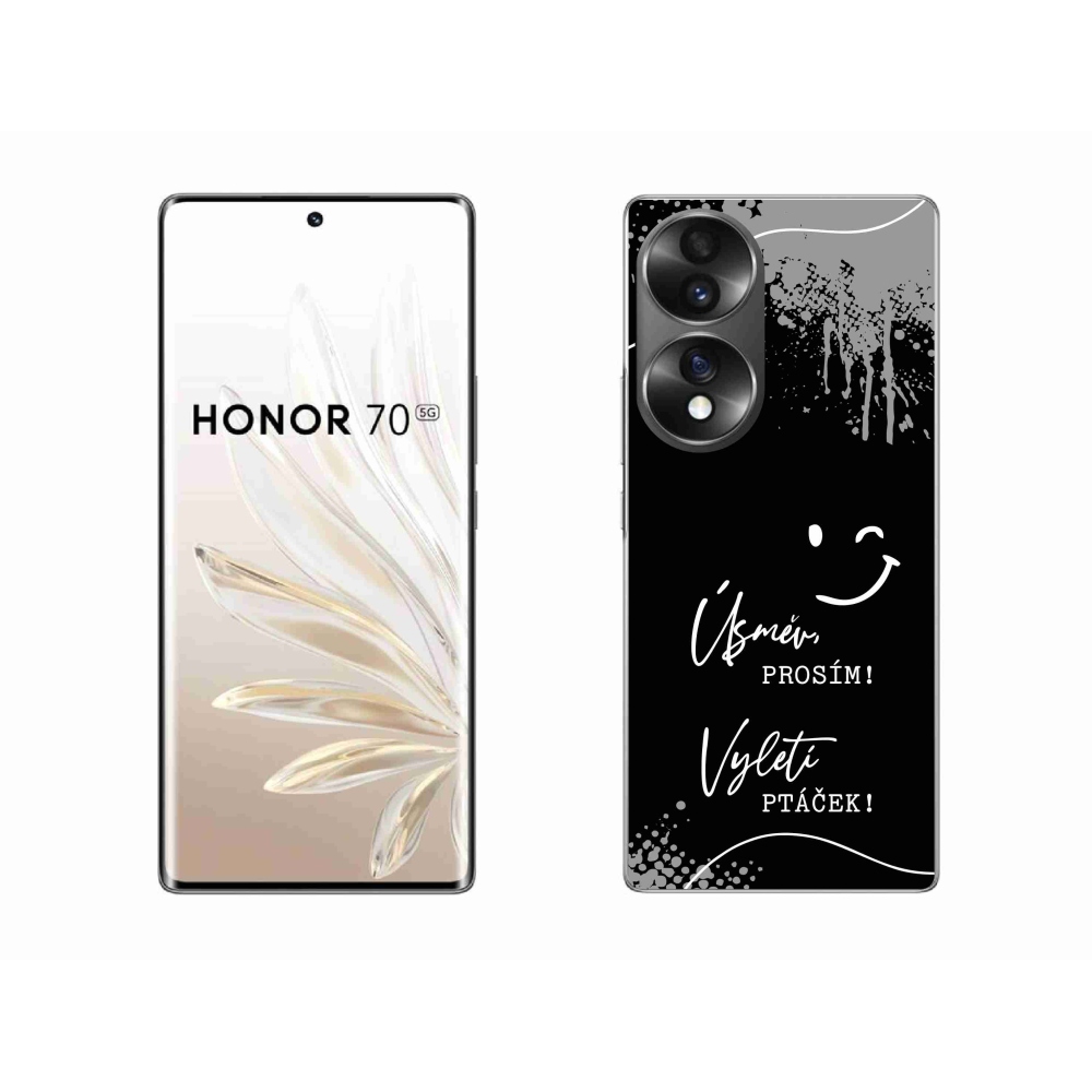 Zselés borító mmCase a Honor 70 készülékhez - vicces szöveg 4 fekete háttér
