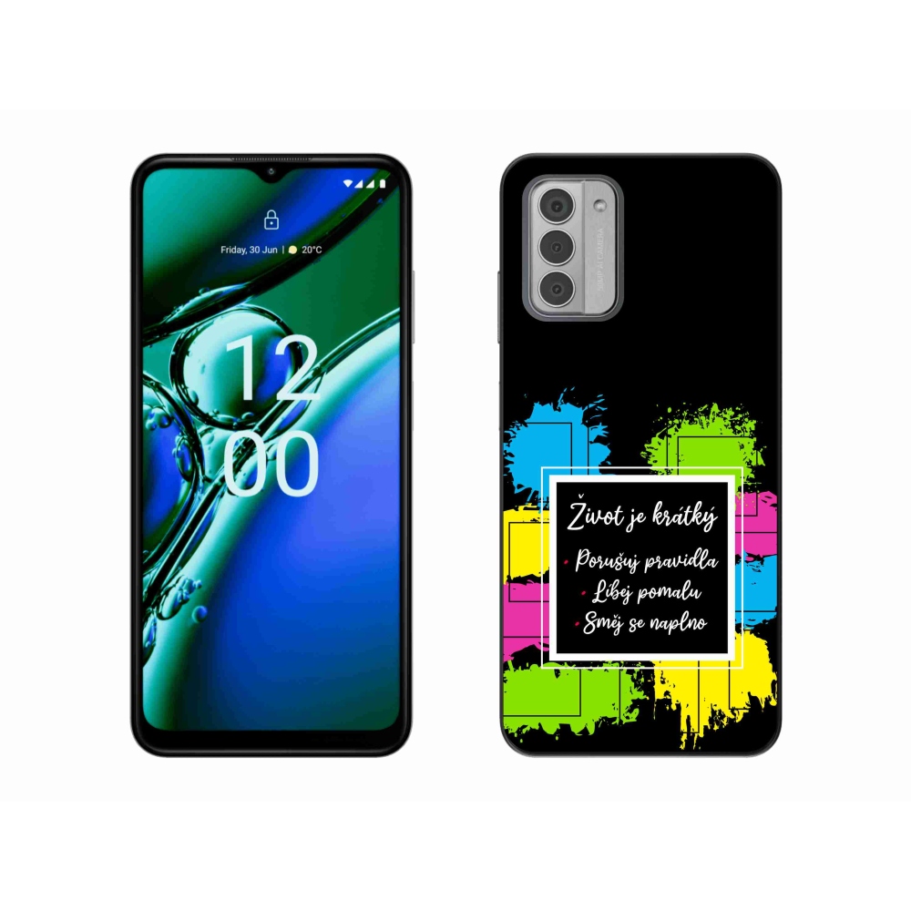 Zselés borítás mmCase a Nokia G42 készülékhez - idézet 5 fekete háttér