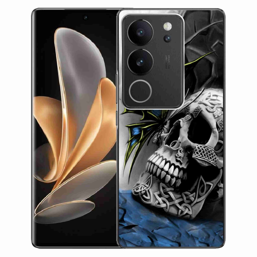 Zselés borítás mmCase a Vivo V29 5G-n - pillangó és koponya