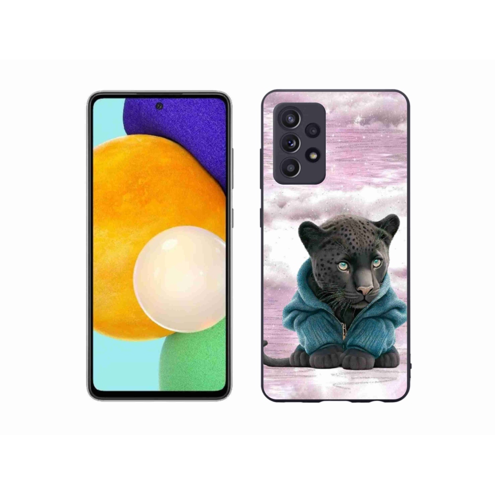 Zselés borítás mmCase Samsung Galaxy A52/A52 5G - fekete párduc pulóverben