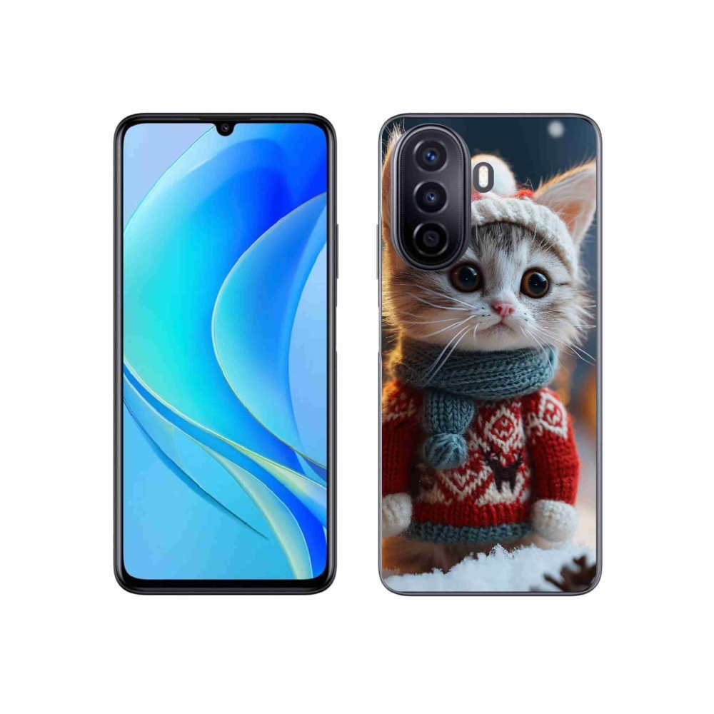Gél borítás mmCase a Huawei Nova Y70 készülékhez - cica pulóverben