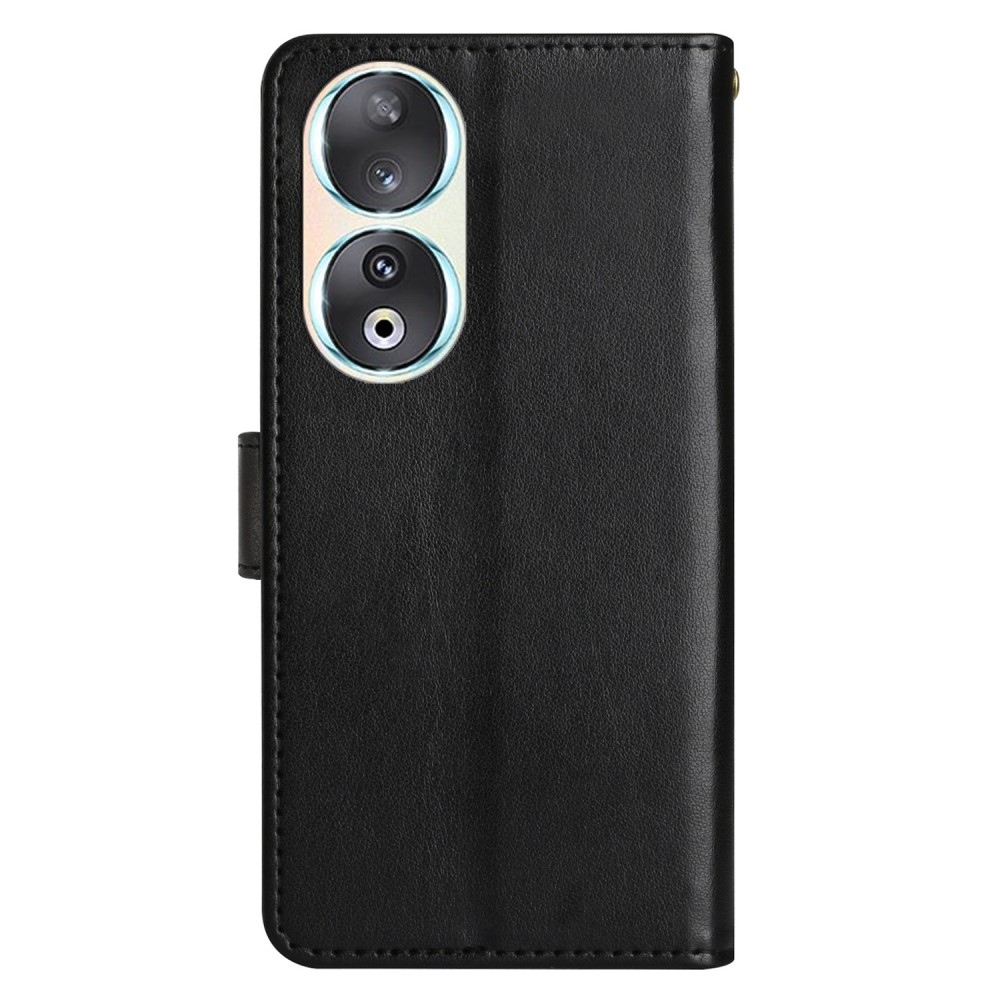 Virágok könyvtáska Honor 90-hez - fekete