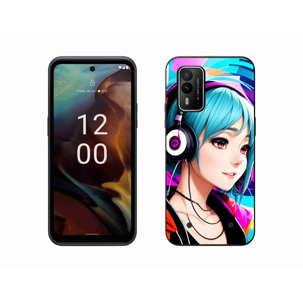 Zselés borítás mmCase a Nokia XR21 készülékhez - lány fejhallgatóval