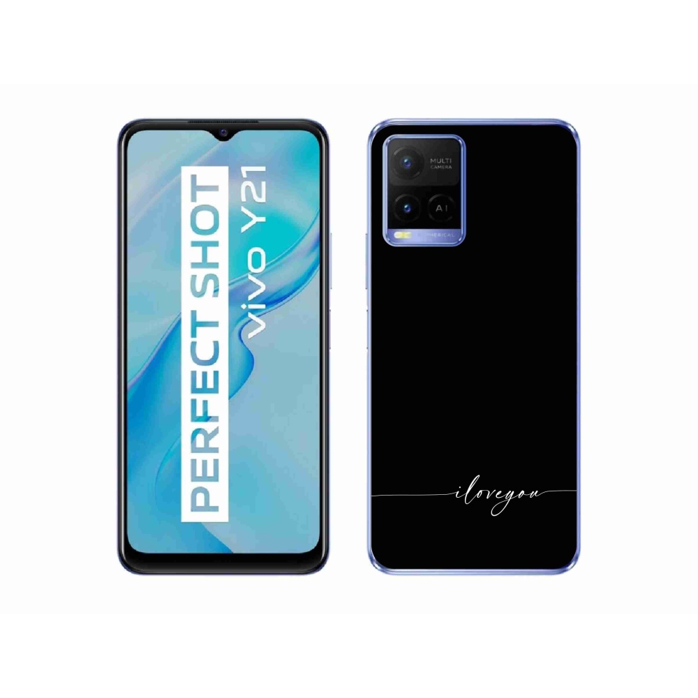 Gél borító mmCase a Vivo Y21/Y21s/Y33s készülékhez - Szeretlek fekete háttérrel