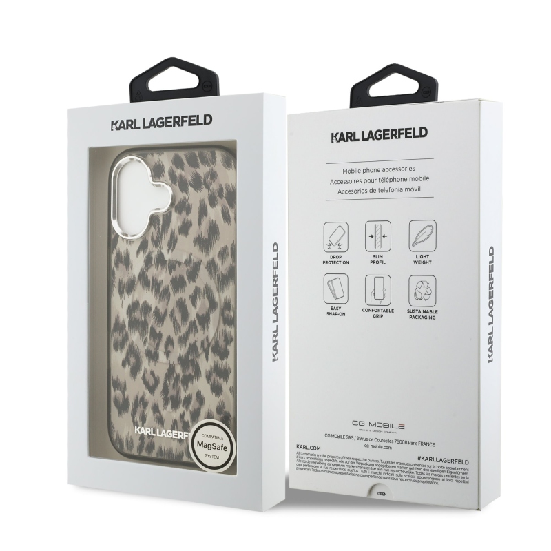 Karl Lagerfeld IML Leopard MagSafe hátlap iPhone 17-hez, barna