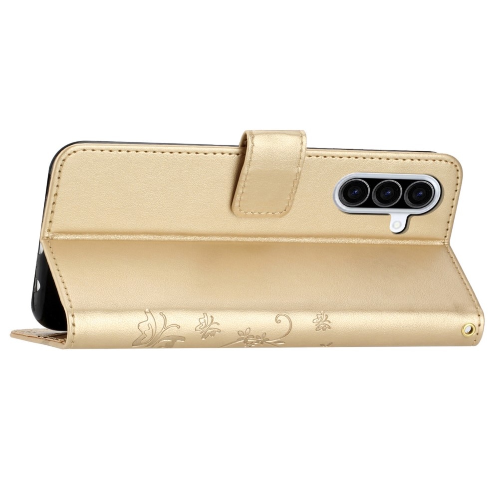 Virágok könyv tok Samsung Galaxy A26 5G - arany színben