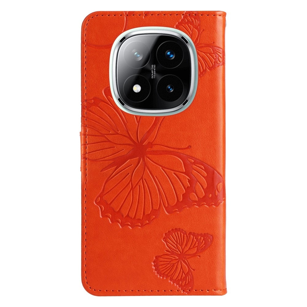Nagy pillangó könyv tok Xiaomi Redmi Note 14 Pro 5G/Poco X7 5G/Note 14 Pro+ 5G - narancssárga