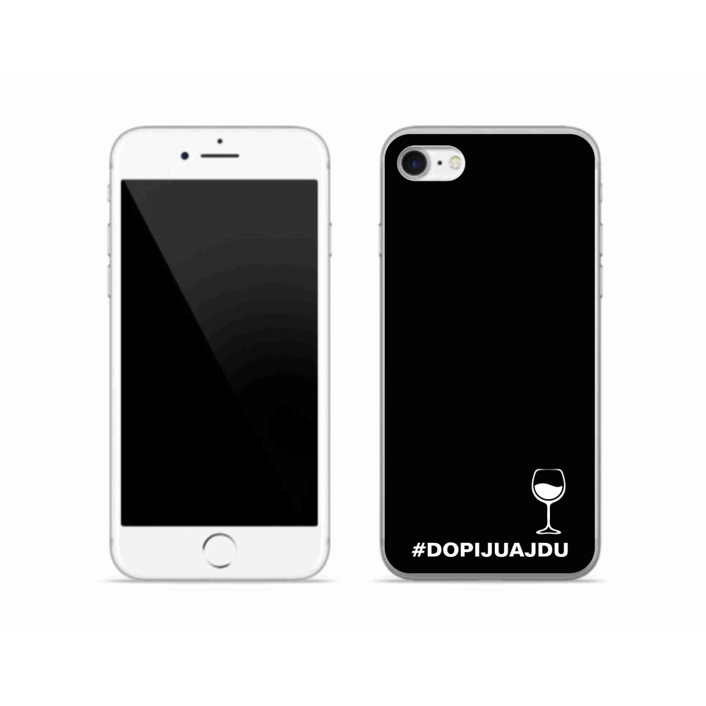 Gél borítás mmCase iPhone SE (2020) készülékhez - bor motívum fekete alapon