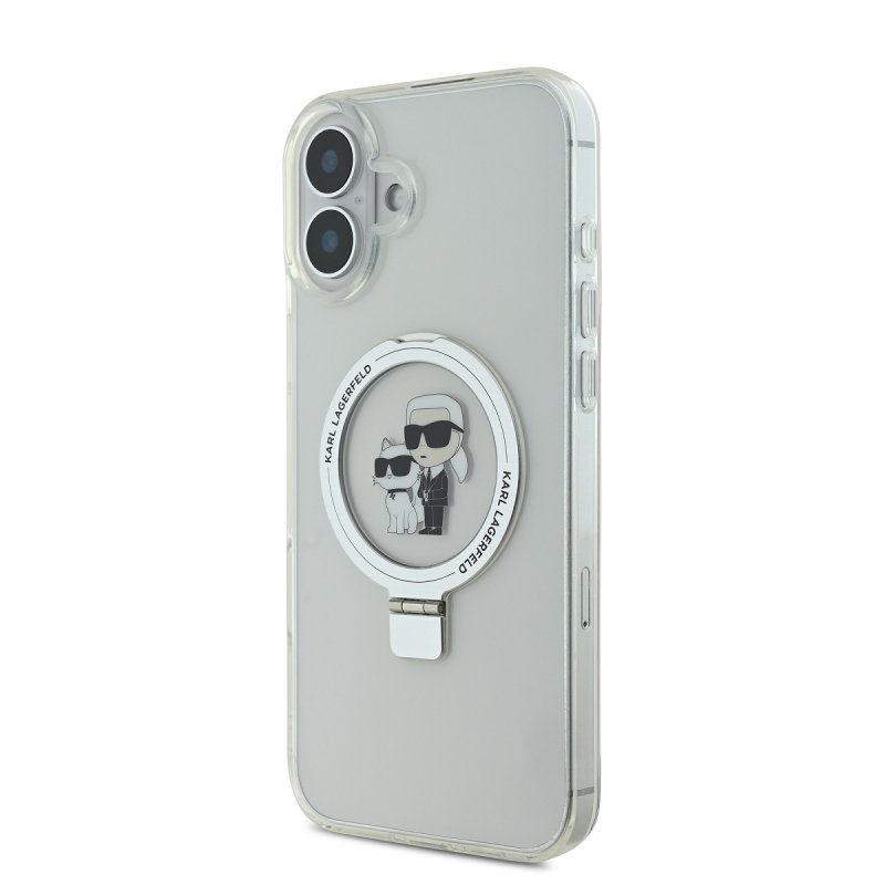 Karl Lagerfeld Ringstand Karl és Choupette MagSafe hátlapi borító iPhone 16-hoz Fehér