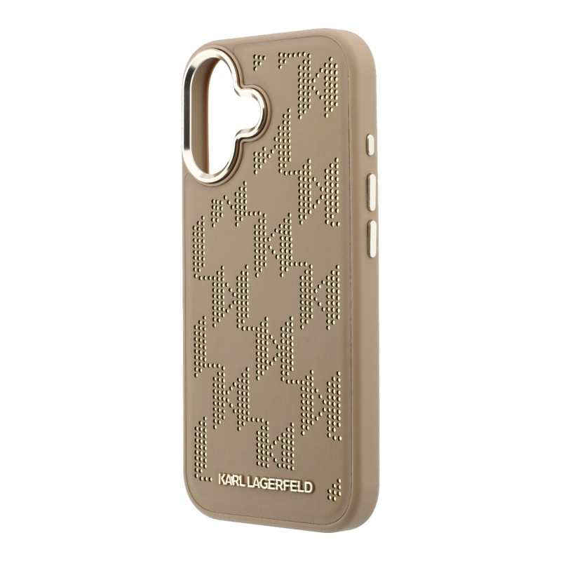 Karl Lagerfeld PU perforált Monogram MagSafe hátlap az iPhone 17-hez, bézs színben