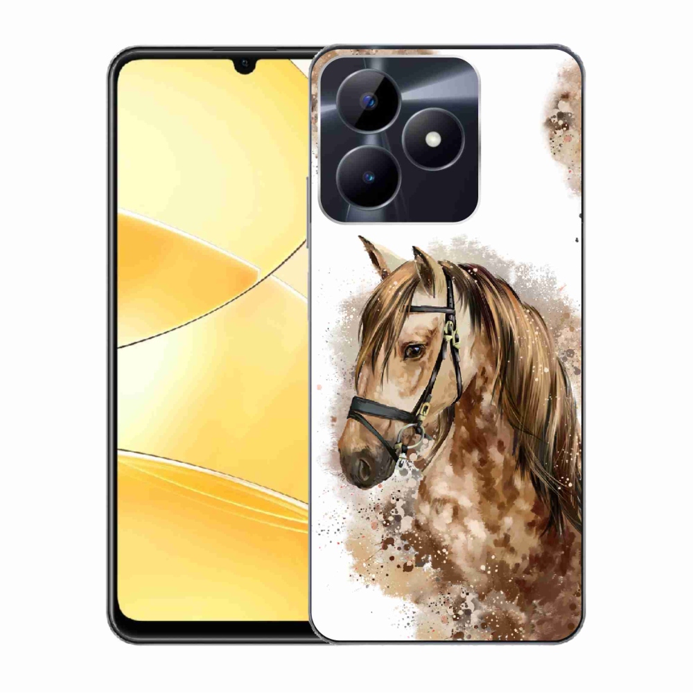 Zselés borító mmCase a Realme C51/C53 készülékhez - barna rajzfilm ló