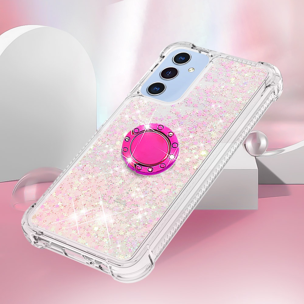 Glitt homokóra zselés tok ujjgyűrűvel Samsung Galaxy A17 4G/5G-hez - rózsaszín/csillagok