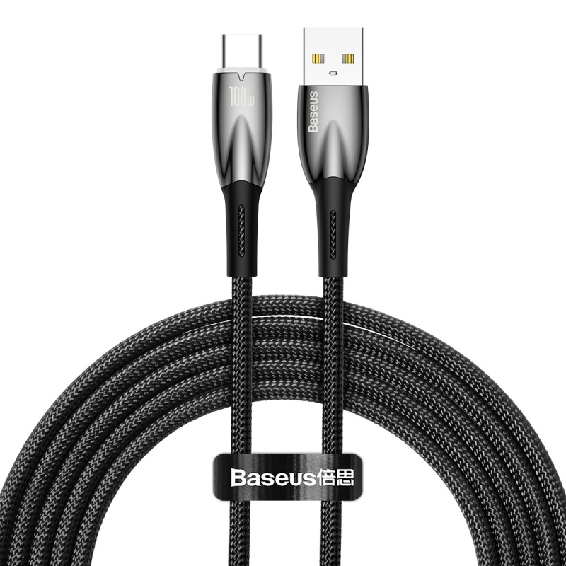Baseus Glimmer sorozatú gyorstöltő adatkábel USB-A - USB-C 100W 2m Fekete